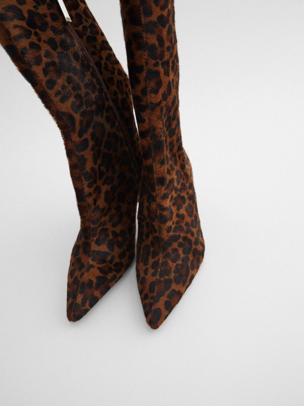 Zara Leopard Animal Print Leather Heeled Ankle Boots size 40